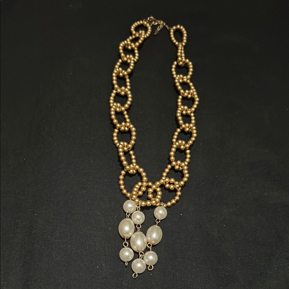 Gold Chain Necklace with Pearl Accents